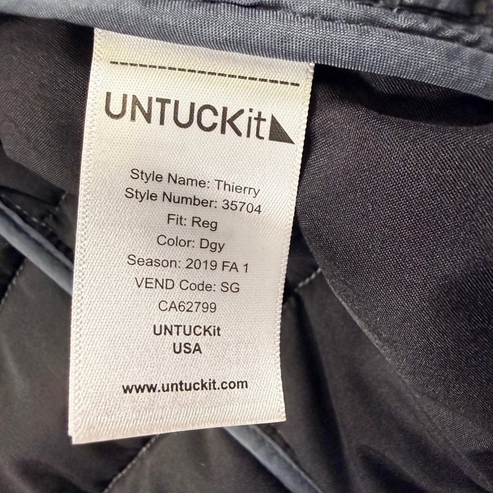 UNTUCKit Mens Gray Quilted Puffer Vest Full Zip Lightweight Size Large L - Picture 10 of 11